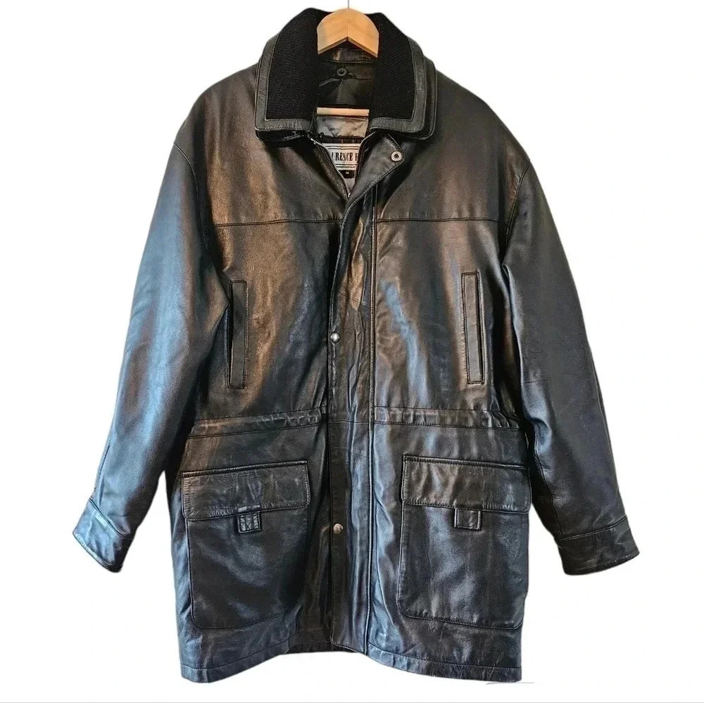 Laurence Roy Vintage 100% Lambskin Leather Moto Biker Boho Jacket Black Size M.
